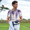 thumbnail image 3 of Yiaed Lavender Blooms WindowPrint Men's Short Sleeve Polo Shirt,Golf Polo for Men Three-Button Golf Shirt Athletic Casual Collared T-Shirt- 3X-Large, 3 of 7