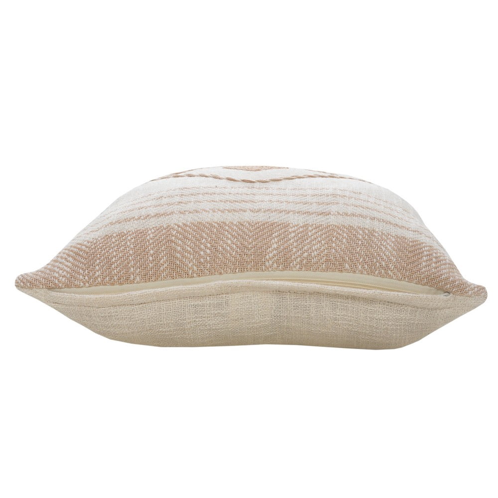LR Home Ox Bay Hand-Woven Tan/White Geometric All-Natural Cotton Pillow Cover