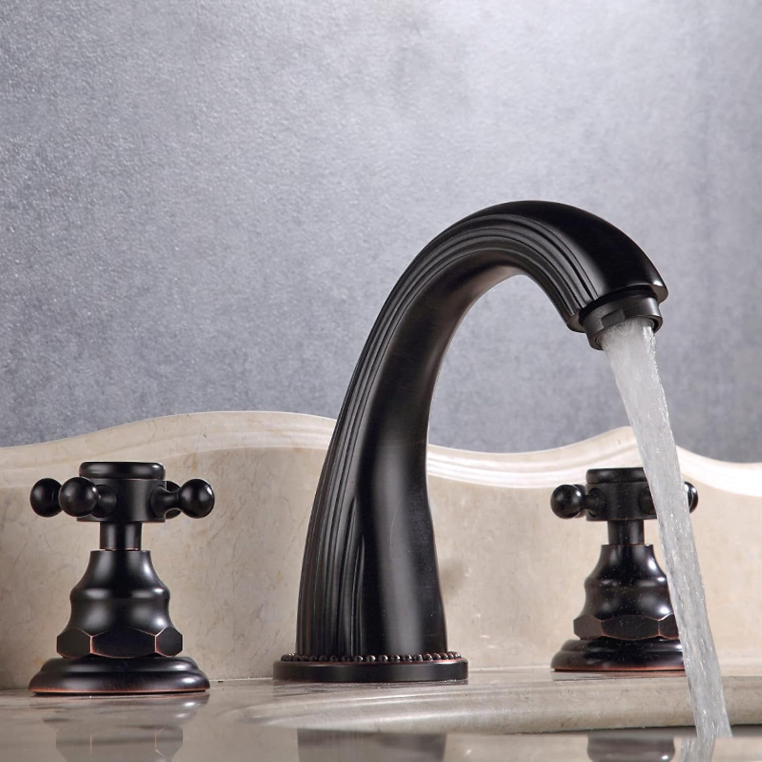 Vintage Bathroom Faucet, Hot and Cold Water Faucet, Brass Bathroom Faucet, 2 Handle Bathroom Faucet, Faucet for Bathroom Sink 3 Hole, Cross Handle Bathroom Faucet, Black