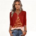 thumbnail image 4 of Christmas Shirts for Women Casual - Christmas Graphic Tees Ladies Loose Fit V Neck Tshirts 3/4 Sleeve Tops for Women Trendy, 4 of 5