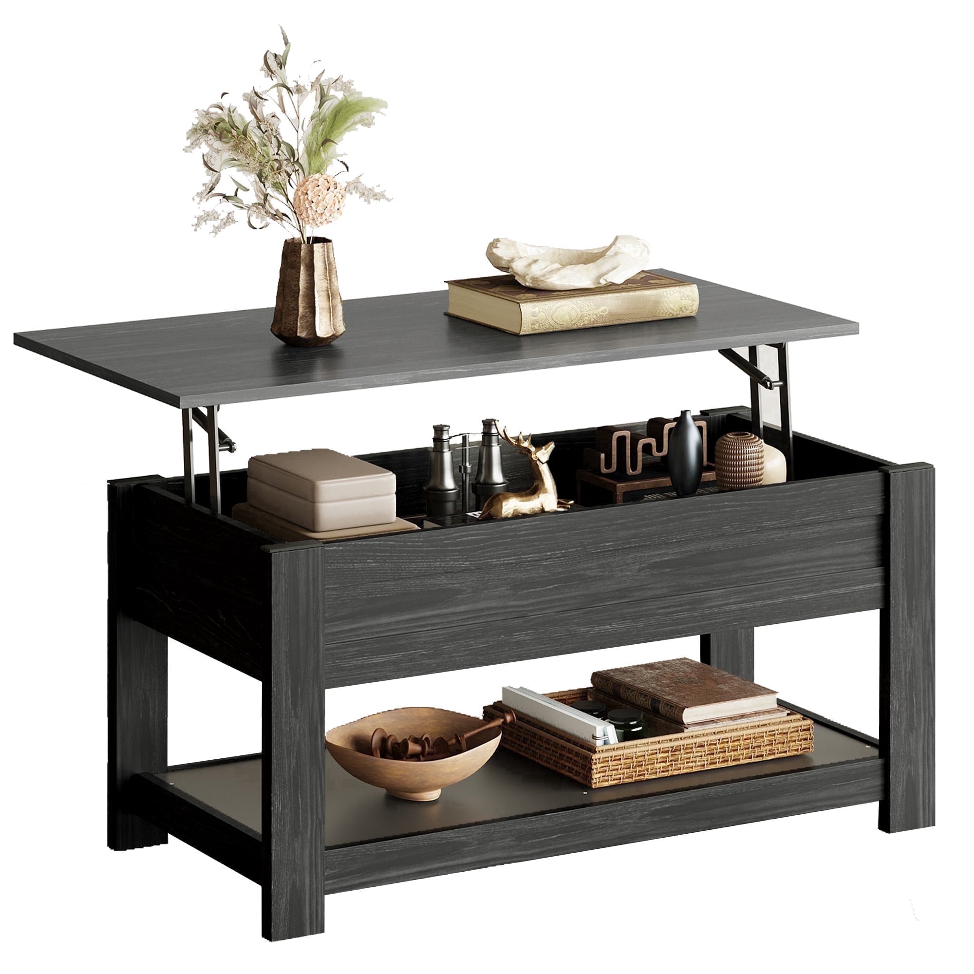 GALAXHERO 39" Lift Top Coffee Table with Hidden Storage and Storage Shelf Lift Up Coffee Table for Living Room Espresso