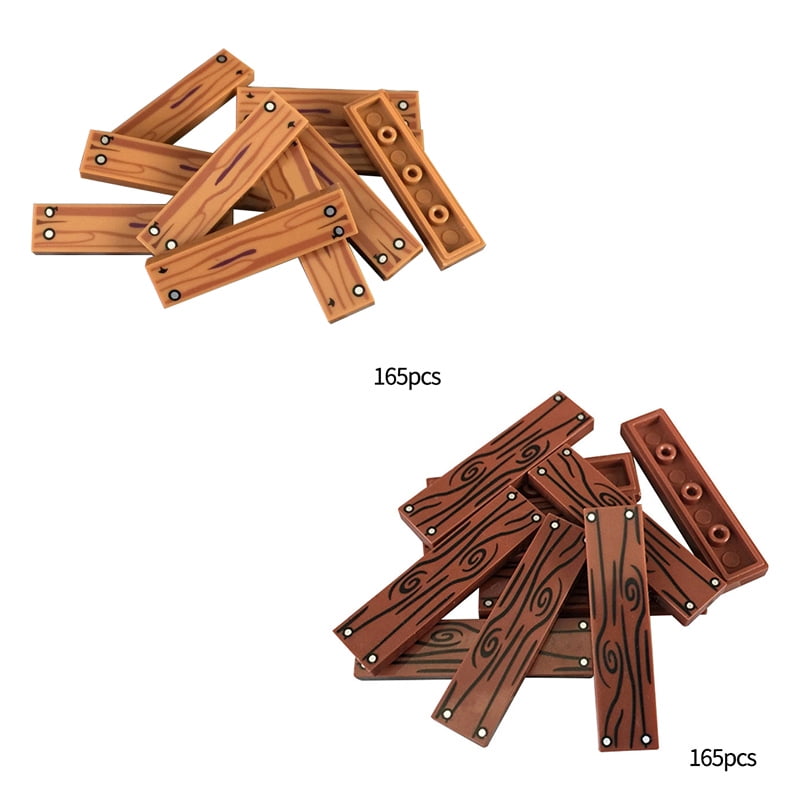 165pcs Small Particle Building Block bulk military Accessories 1x4 Smooth Wood military building toys Board