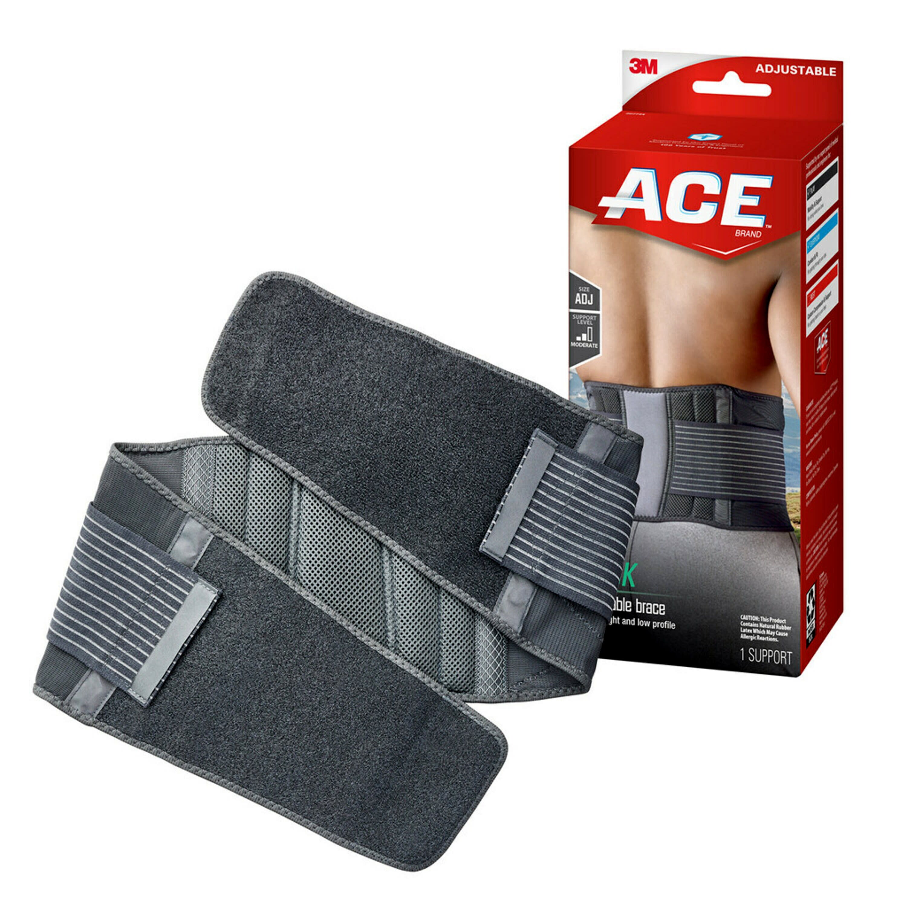 ACE Brand Adjustable Back Brace, Odor Resistant, Resists Bunching - image 2 of 9