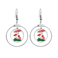 thumbnail image 1 of Delicious Red Poisonous Mushroom Illustration Earrings Dangle Hoop Jewelry Drop Circle, 1 of 3