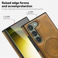 thumbnail image 5 of Magnetic for Galaxy S24 Premium PU Leather Case,Built-in Invisible Stand [Compatible with Magsafe] Protective Slim Kickstand Phone Cover Compatible with Samsung Galaxy S24, Brown, 5 of 9