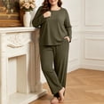 thumbnail image 4 of NominalSnug Plus Size Pajamas for Women Set Ribbed Knit Pjs Womens 2 Piece Long Sleeve Pajama Sets with Pockets Sleepwear, 4 of 8