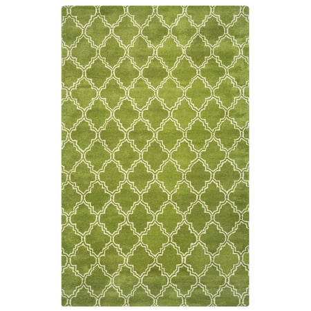 Green Wool Rugs Gatney Rugs Mallorca Area Rugs - JP8745 Contemporary Lime Green Tufted Diamonds Curves Wool Rug ()