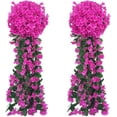 thumbnail image 2 of Flores artificiales colgantes para exteriores, hiedra violeta, plantas y flores colgantes falsas para el hogar, bodas, jardín, patio, cestas colgantes, guirnalda de glicina, ramo de orquídeas,, 2 of 8