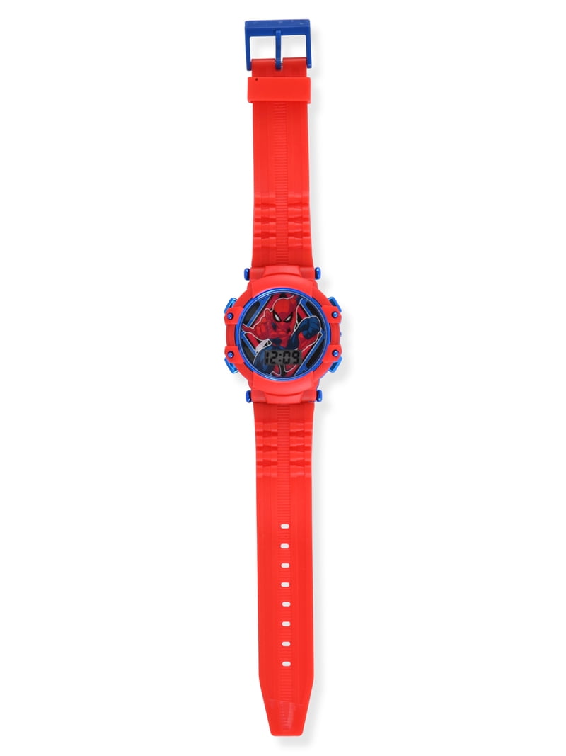 Marvel Spider-Man Unisex Child Red and Blue LCD Watch, SPD4955WM