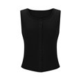 thumbnail image 2 of GigrtiJin Women's Ruched Button down Tank Tops Slim Cute Sleeveless Blouse Ladies Solid Color Going out Shirts, 2 of 5