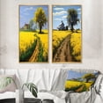 thumbnail image 1 of Designart "Countryside Spring Fields Farm Road I" Meadow Framed Wall Art Set Of 2 - Traditional Yellow Gallery Wall Frame Set For Home Decor, 1 of 6