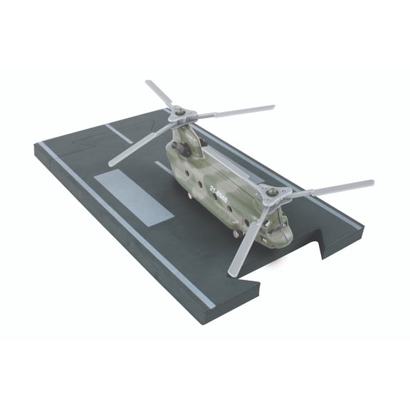 Boeing CH-47 Chinook Helicopter Olive Camouflage "United States Army" with Runway Section Diecast Model by Runway24