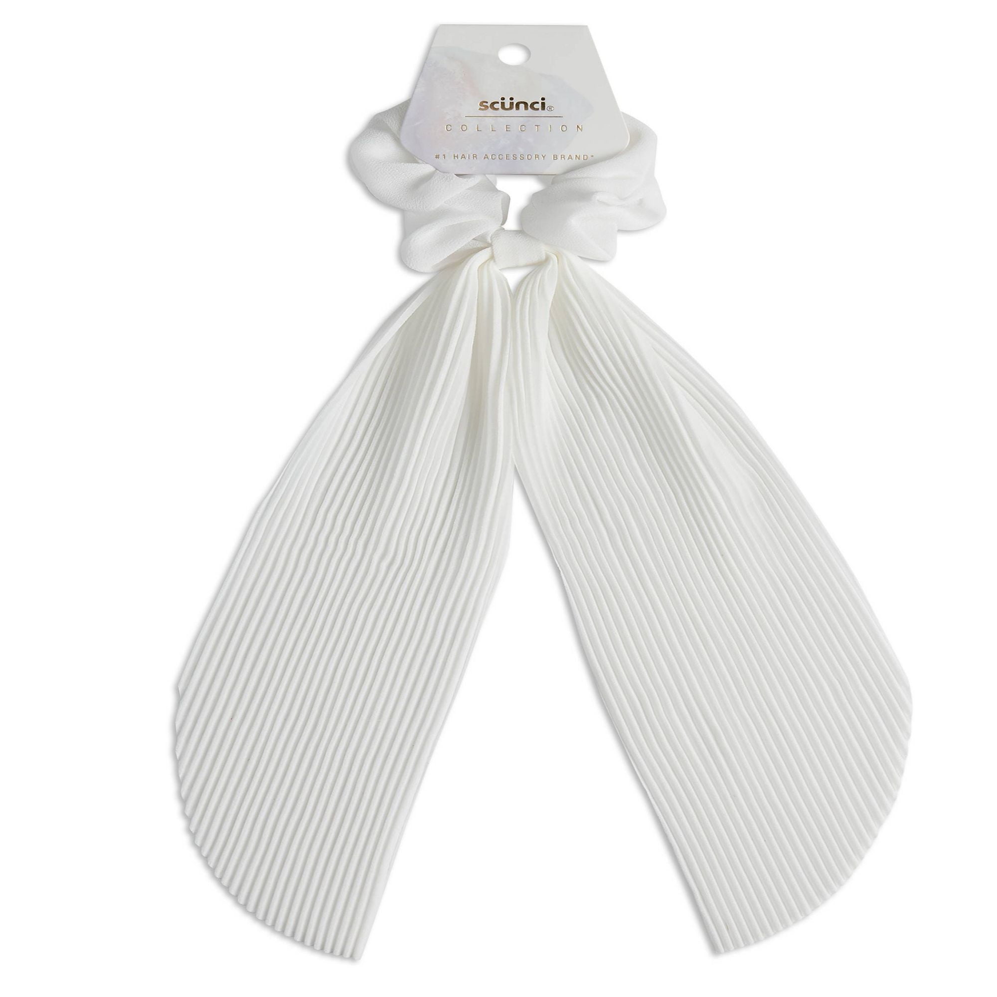 (4 pack) Scunci Collection Scarf Scrunchie, White, 1-Piece