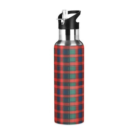 

Yayeee 20oz Double Wall Stainless Steel Water Bottle with Flip Straw Red and Blue Pattern