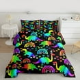 thumbnail image 2 of Castle Fairy Twin Size 2-Piece Dinosaur Floral Rainbow Abstract Comforter Set, 2 of 8