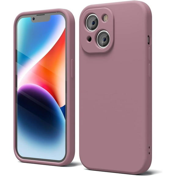 iPhone 14 Case Silicone with Camera Cover, Soft Rubber Gel 14 Phone Case, Thin Slim Fit, Aesthetic Protective TPU Bumper with Grip, Neutral for Women Girl Cute, Lilac Purple