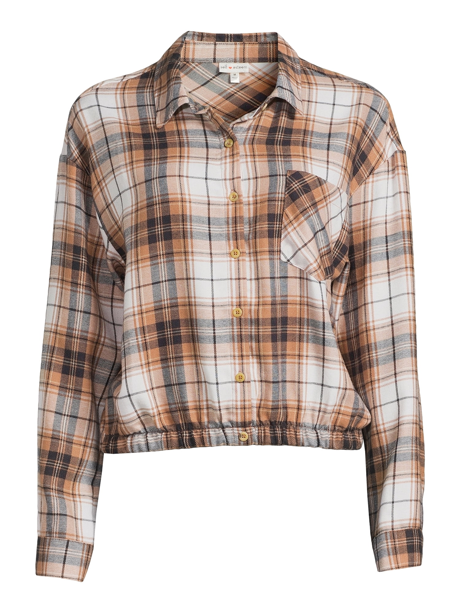 Self Esteem Juniors Plaid Button-Up Shirt