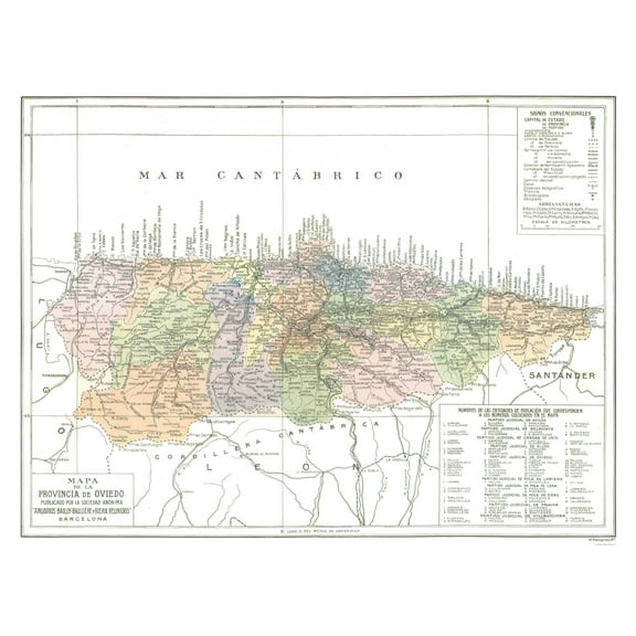 Historic Map - Oviedo Spain - Pompido 1913 - 30.28 x 23 - Vintage Wall Art