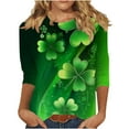 thumbnail image 2 of Xuyuer Womens 3/4 Sleeve St. Patrick's Day T-Shirts Crew Neck Spring Graphic Tee Tops Cute Tunic Tops Basic Tees Blouses Business Work Tee Top Merry and Bright Graphic Tee Tops, 2 of 6