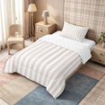 thumbnail image 2 of Meiyoeat Modern Pinstripe Twin Comforter Sets 2pcs, Simple Straight Line Bedding Set, Beige White,Reversible,1 Comforter and 1 Pillowcase, 2 of 6