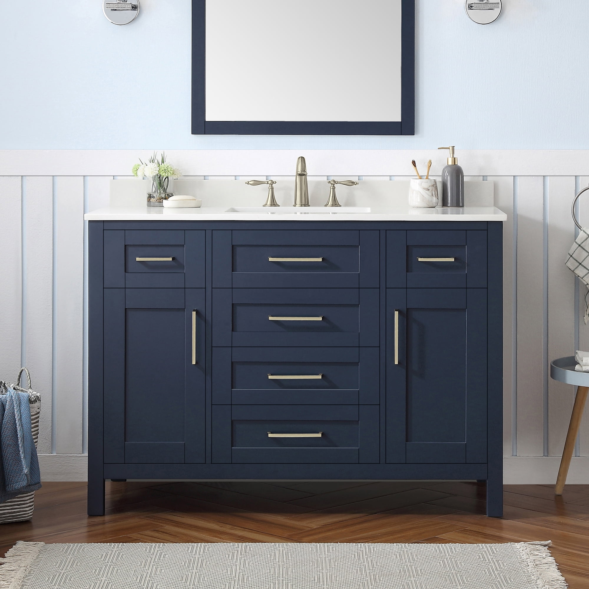 Ove Decors Tahoe 48 W x 21" D Freestanding Bathroom Vanity with Sink, Midnight Blue