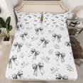thumbnail image 2 of Homewish Ribbon Bow Bowtie Queen Sheet Sets,Country Leaves Flat Sheet,Gray Silver Queen Fitted Sheet For Girl Kids,Ultra Soft Home Decor,4pcs, 2 of 7