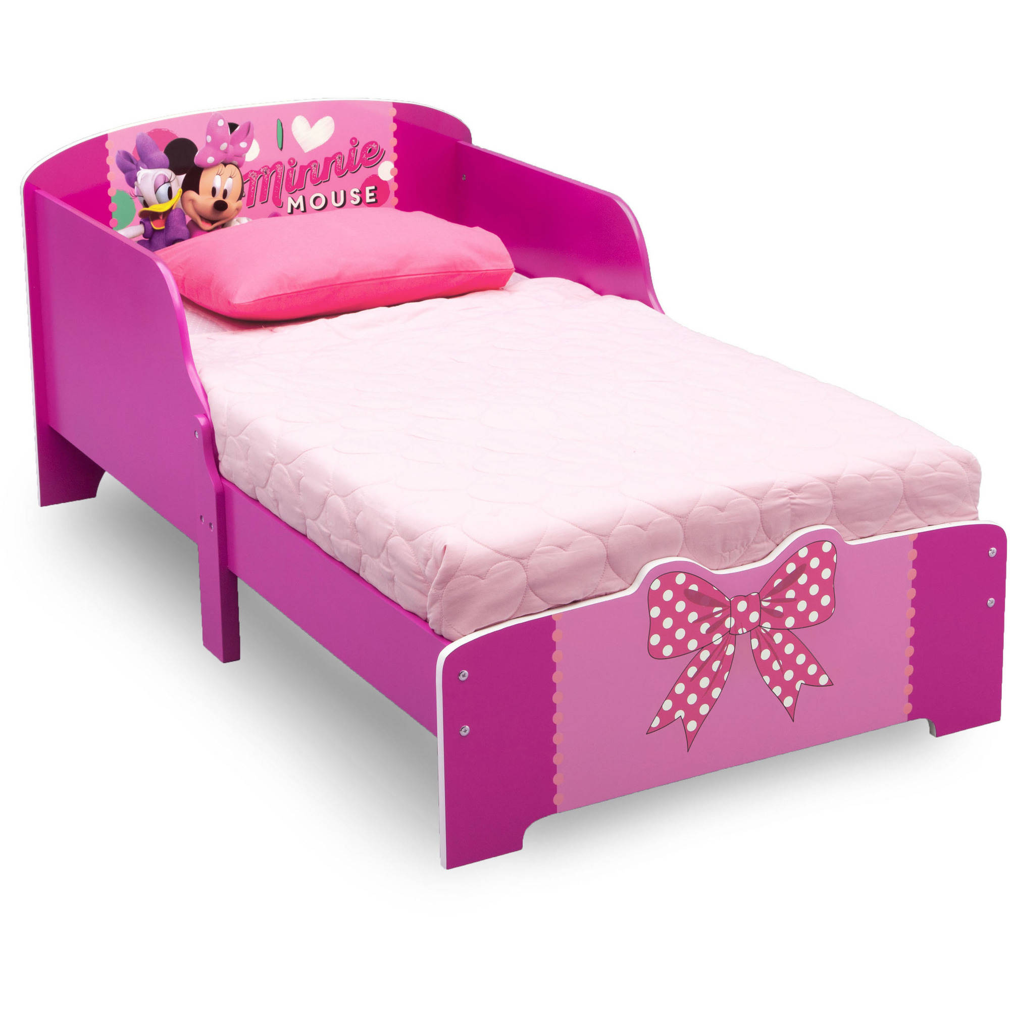Girls Toddler Bed Disney Minnie Mouse Wood Frame Modern Bedroom