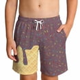 thumbnail image 2 of Boy Shorts Boys Ice Print Soft Like Elastic Waist Summer Casual Play Shorts Coffee 13-14 Years, 2 of 4