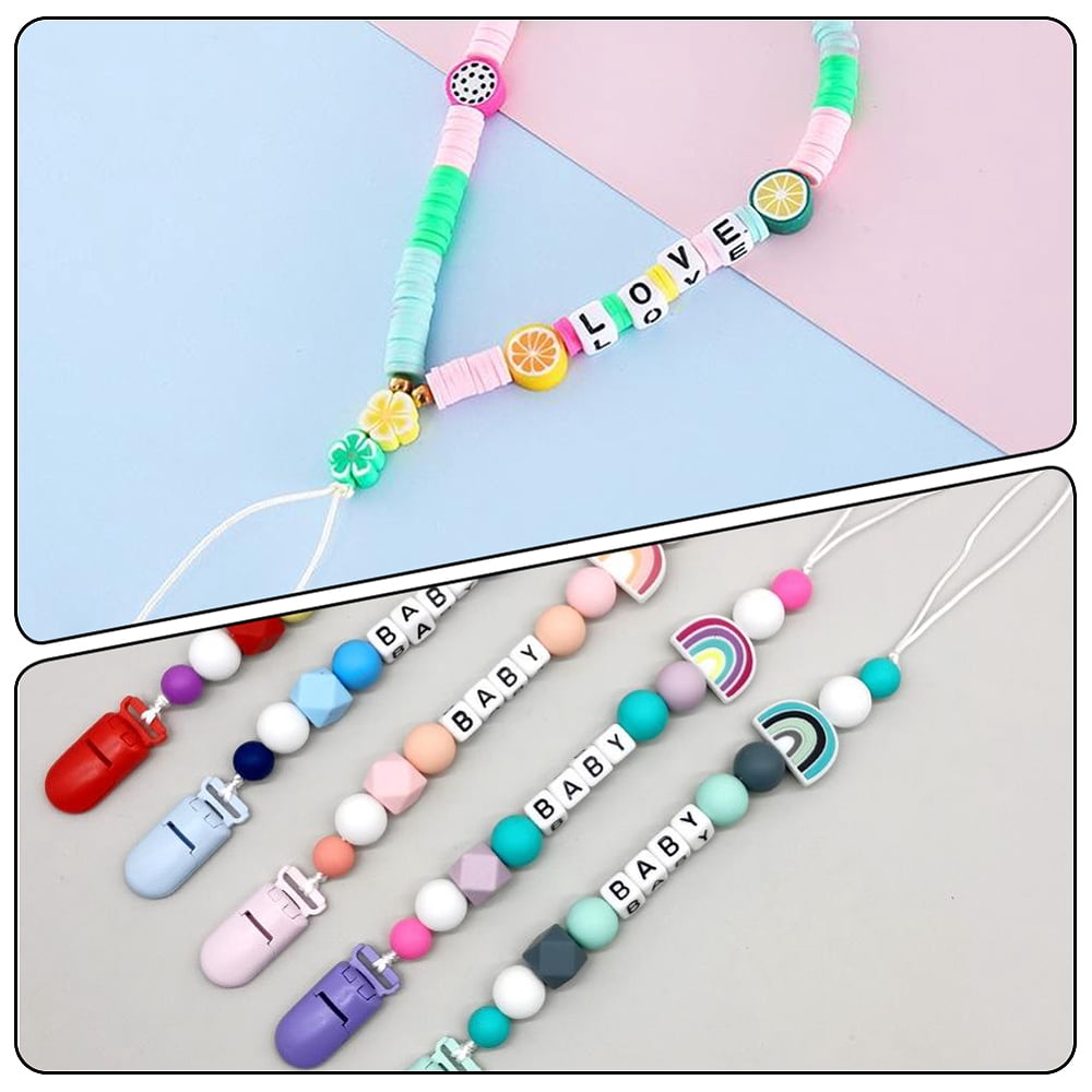 2000Pcs 6 Styles Transparent & Opaque Acrylic Beads Horizontal Hole Cube with Letter/Number/Heart Mixed Color 5.5~7x5.5~7x5.5~7mm Hole: 3~3.5mm