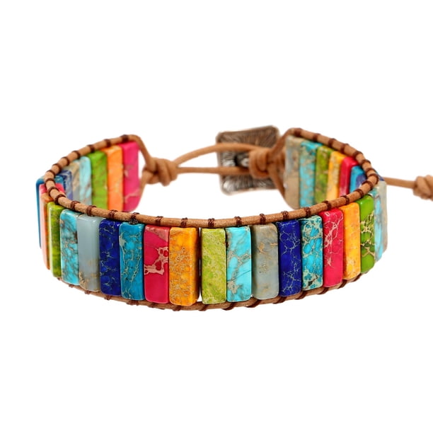Pulsera Plumiss Leather Imperial Jasper de 7 chakras para mujer