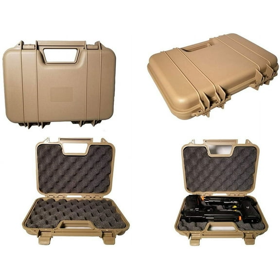 SRC ABS Gun Pistol Handgun Airgun Hard Durable Portable Lockable Case Safe - Tan
