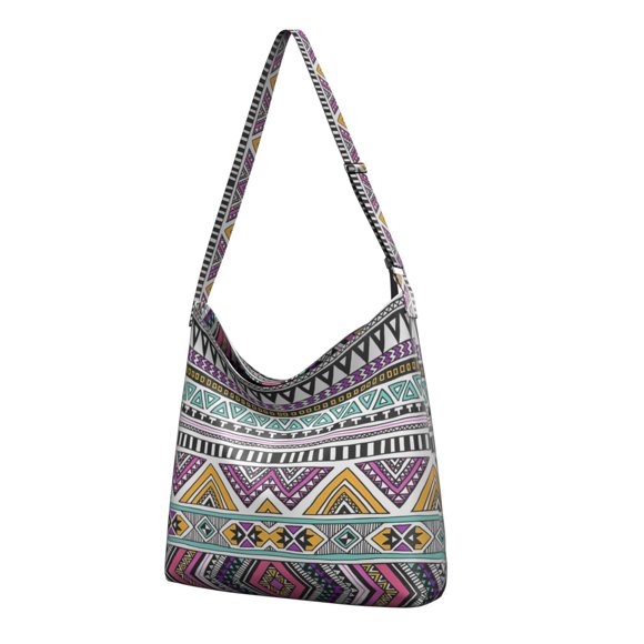 Ink Sketch Canvas Tote Bag – Minimalist Floral Shoulder Bag with Artistic Tribal Elements, Eco-Friendly