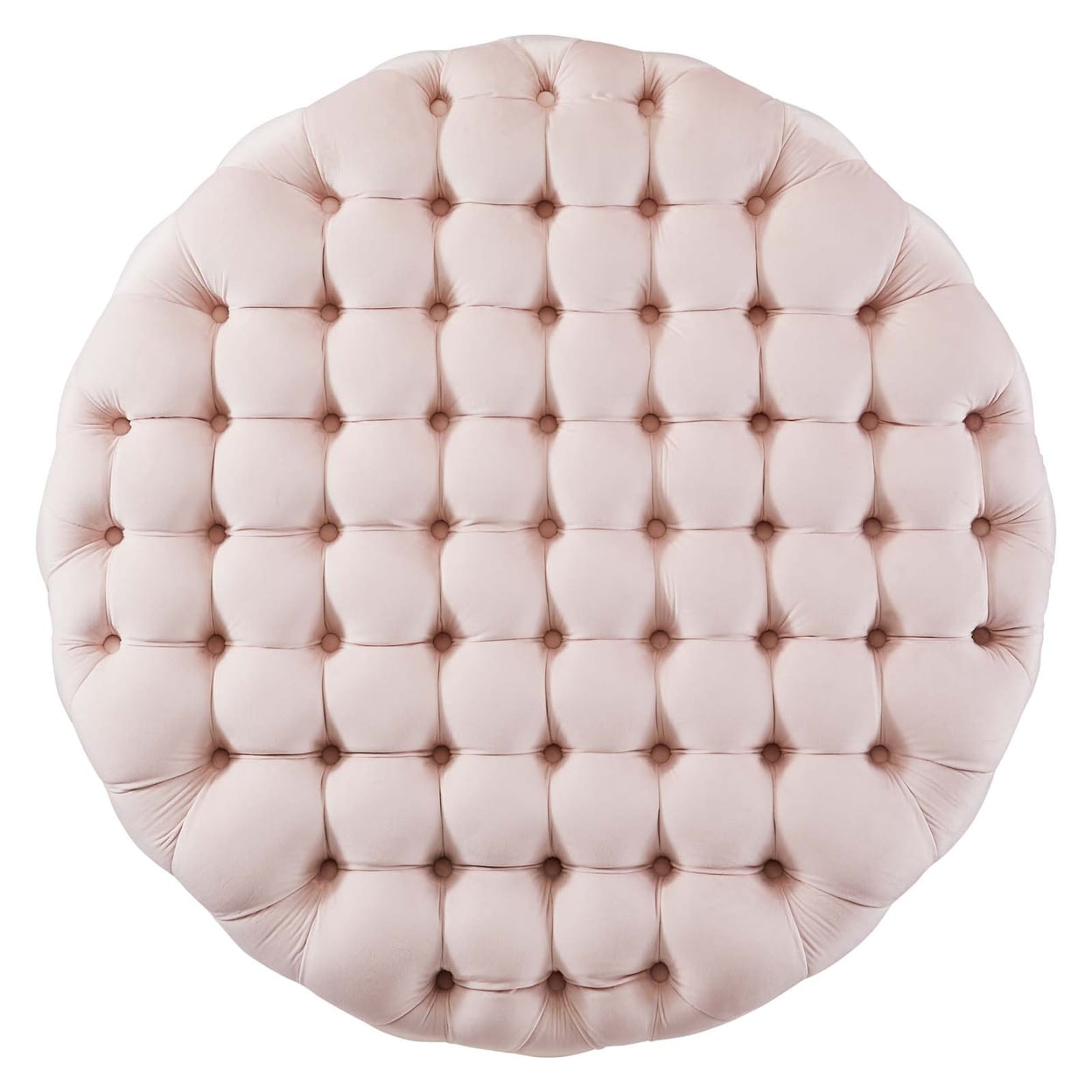 Modway Amour Modern Button Tufted Round Velvet Ottoman in Pink