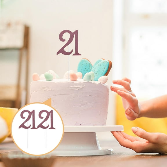 HOOWIFFY Party Cake Decorations Golden Wood 10 Pcs for 21st Birthday Party