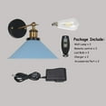 thumbnail image 3 of FSLiving Battery Operated Wall Sconce Rechargeable Battery Run Low-Volt Safe LED Remote Control No Wire Adjustable Angle Blue Wall Light Antique Design for Corridor Loft Dorm Bulb Included-2 Packs, 3 of 7