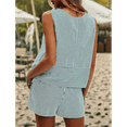thumbnail image 6 of Women'S Summer 2 Piece Outfits Sleeveless Tank Top Matching Shorts Sets Cotton Striped Sweatsuits Green S, 6 of 7