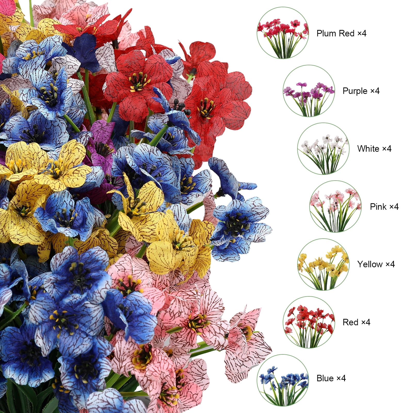 Armscye 28 Bundles Artificial Flowers for Outdoor, Not Fade Fake Plastic Flowers, Faux Plants for Decoration,Hanging Planters Indoor, Outside Garden, Window, Home, Wedding, Farmhouse