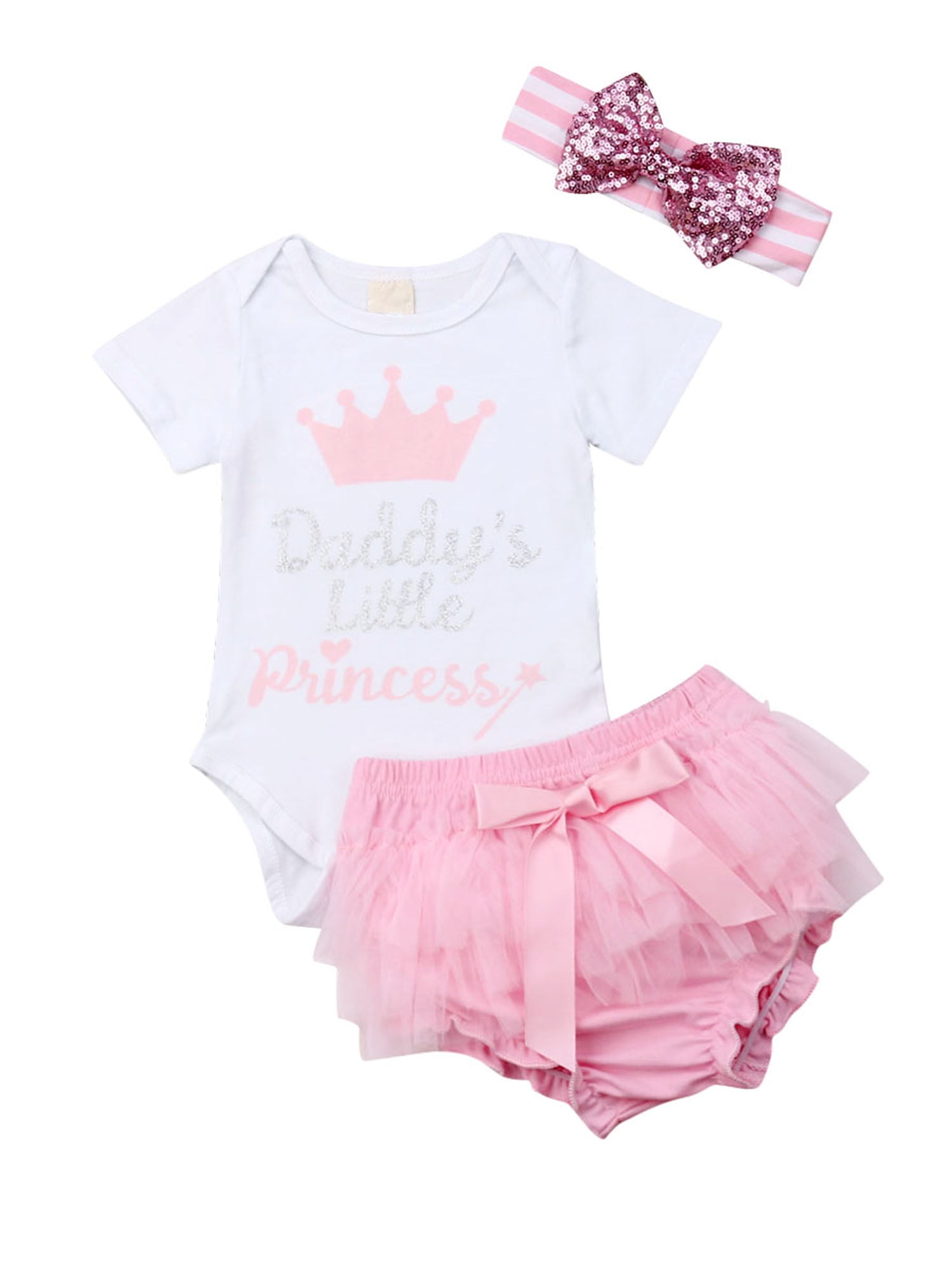 Newborn Baby Girl Princess Romper Dress Birthday Party Ruffle Tutu Skirt Clothes 