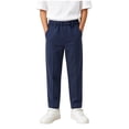 thumbnail image 2 of ITSAME Boys School Uniform Pants Flat Front Elastic Waist Straight Leg Kids Dress Pants with Pockets Navy Size 11, 2 of 9