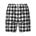 thumbnail image 4 of Lsque Mens Swim Trunks Black Tartan Plaid Pattern - Bathing Suit Compression Liner - Beach Swim Shorts Swimwear - (S-3XL) - Stretch Quick Dry -Medium, 4 of 9