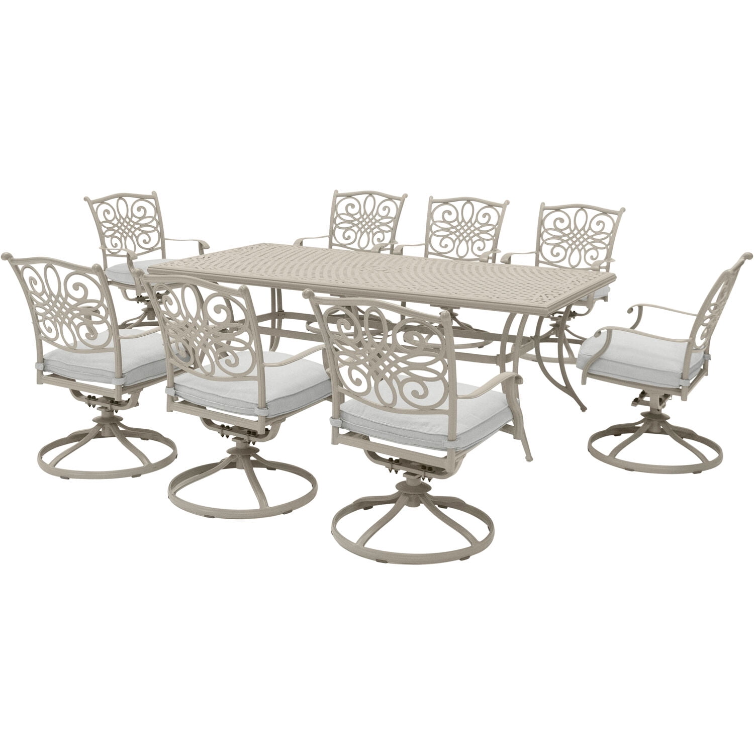 Hanover Traditions 9Piece Aluminum Outdoor Dining Set, Beige