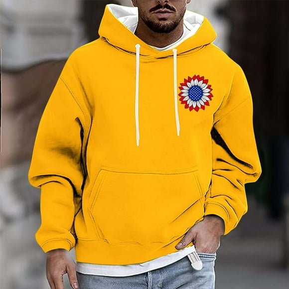 Dolkfu Sudadera con capucha para hombre con estampado de flores, sudadera con capucha y cordón, blusa casual con bolsillo para hombre XXXXL