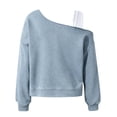 thumbnail image 7 of newwalpole Girls Cropped Sweatshirt Off Shoulder Long Sleeve Casual Crop Top | Cute Loose Fit Pullover Solid Color Y2K Trendy Shirt for Daily School Wear(Sky Blue,9-10 Years), 7 of 7
