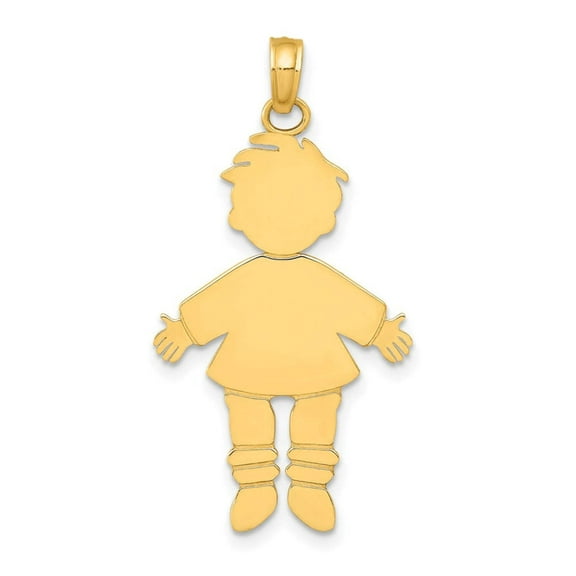 14K Gold Flat Engravable Boy Charm