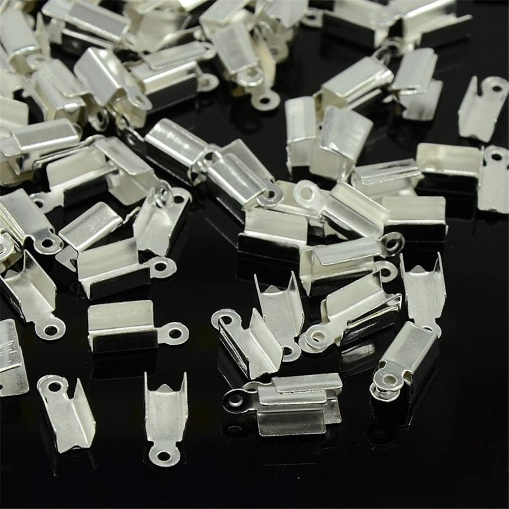 5000pcs Iron Cord Ends Silver 13x5x4mm Hole: 1.5mm