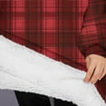 thumbnail image 3 of Oversized Wearable Blanket Hoodie,Red Black Checkerboard Checkered Pattern Sherpa Blanket Hoodie with Super Pockets,Super Warm Fuzzy Pullover for Women & Men, 3 of 6
