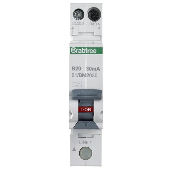 CRABTREE - 20A 30mA RCBO single module B Curve