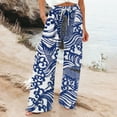 thumbnail image 2 of YUANGUANST Womens Dress Pants Women's Beach Boho Style Loose Casual Straight Leg Pants Office Slacks, 2 of 4