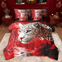 Castle Fairy Female Men Women Animal Cheetah Twin Bedding Sets 7-Piece,Floral Rose Leopard Bedding Comforter Set Microfiber,Jungle Wildlife Breathable Sheet Sets,Breathable Home Decor,Reversible