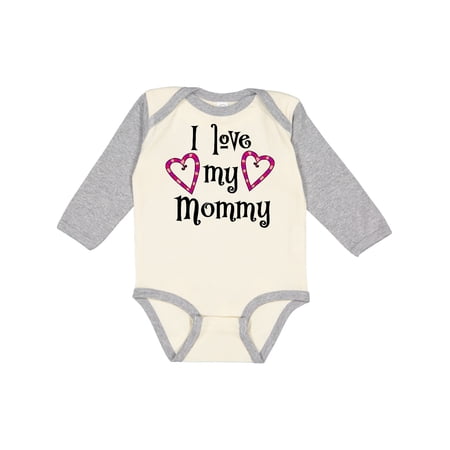 Inktastic I Love My Mommy- Hearts Boys or Girls Long Sleeve Baby Bodysuit